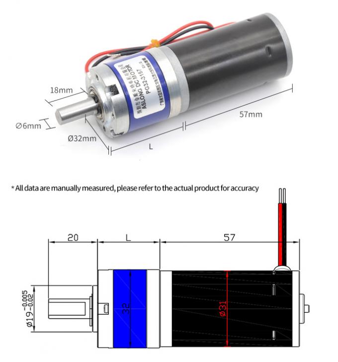 12V/24V PG32-3157 ブラッシュされた惑星ギアマイクロモーター 24V DC惑星ギアモーター 11